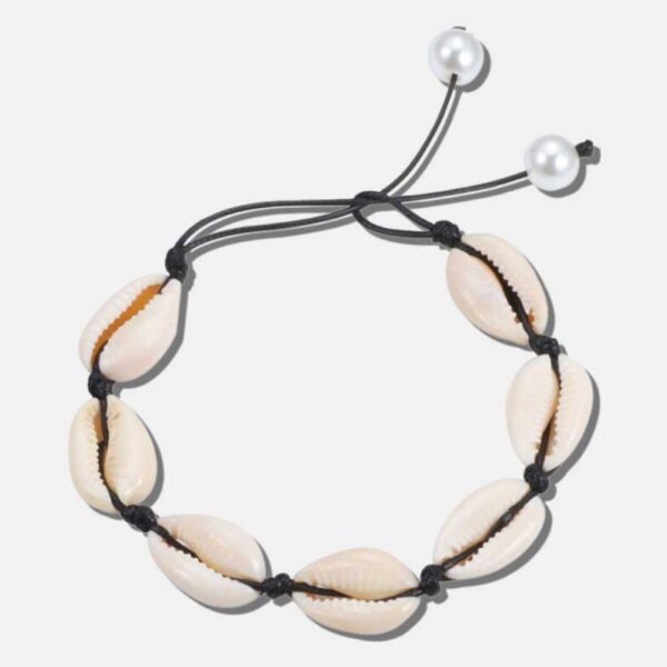 Pulsera gris con concha plateada